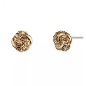 Lauren Ralph Lauren Gold Tone Pavé Knot Stud Earrings